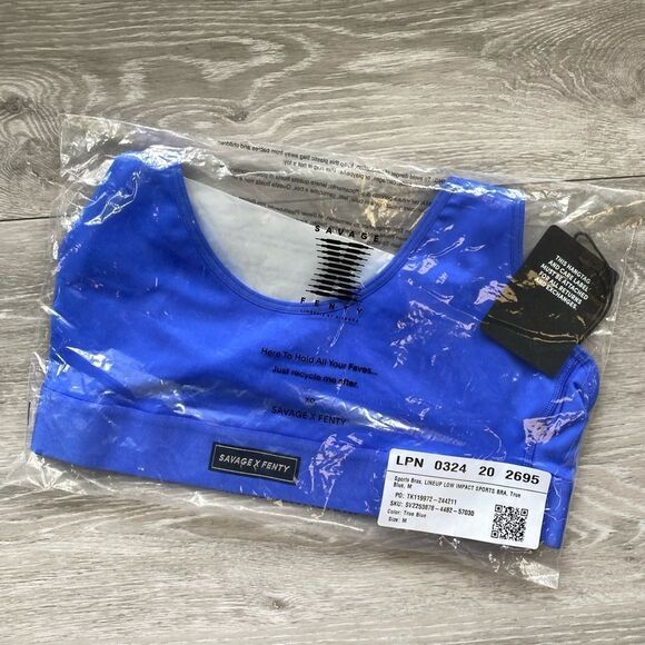 SAVAGE X‎ FENTY Lineup Low-Impact Sports Bra True Blue M NWT in packaging - Picture 5 of 7